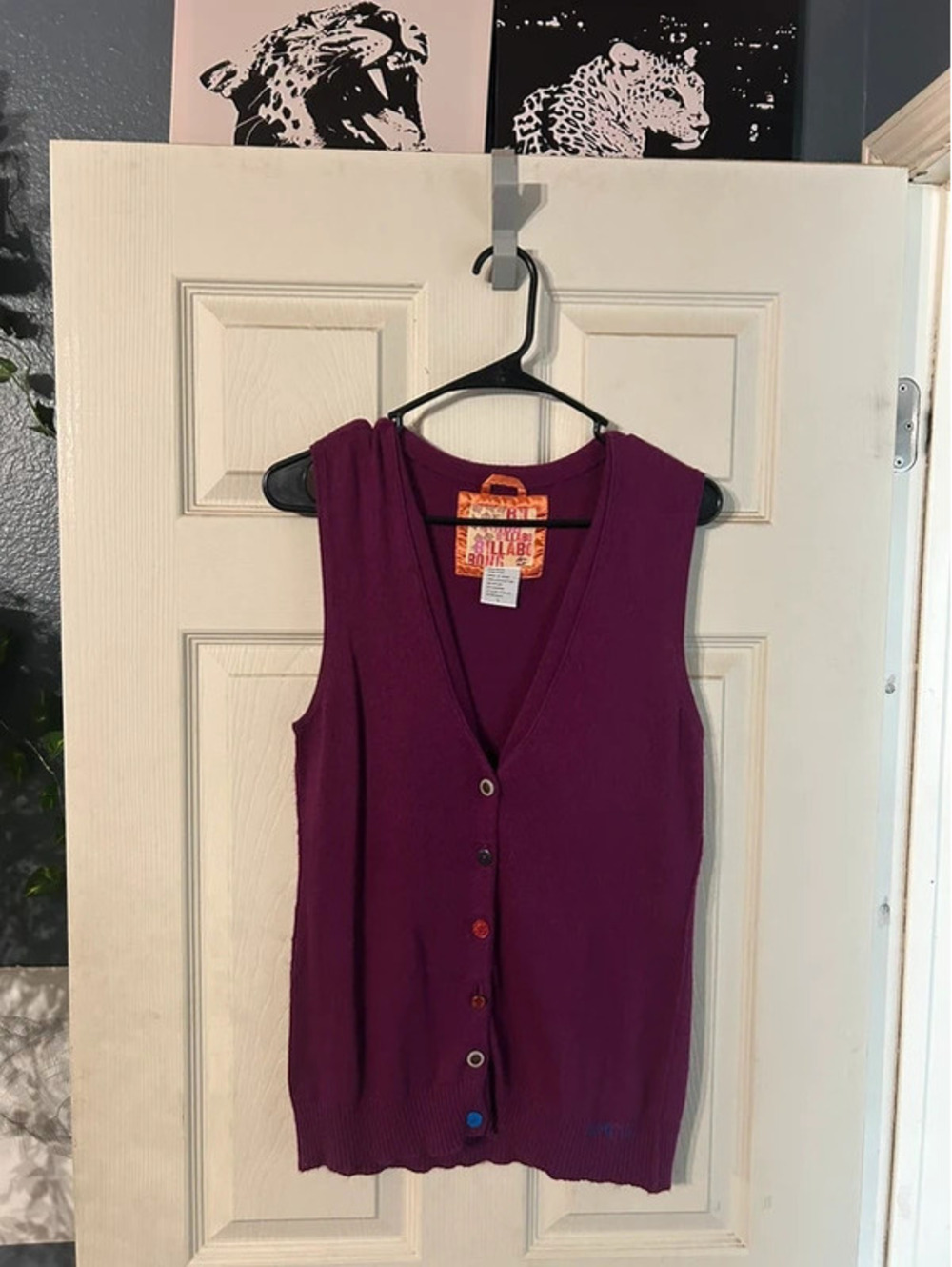 Y2K Billabong Angora Knit Sweater Vest Burgundy L